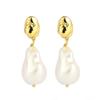 Simple Irregular Champagne Colored Pearl Drop Earrings for Women Bridal Wedding Jewelry Gift Round Face Slimming Earho