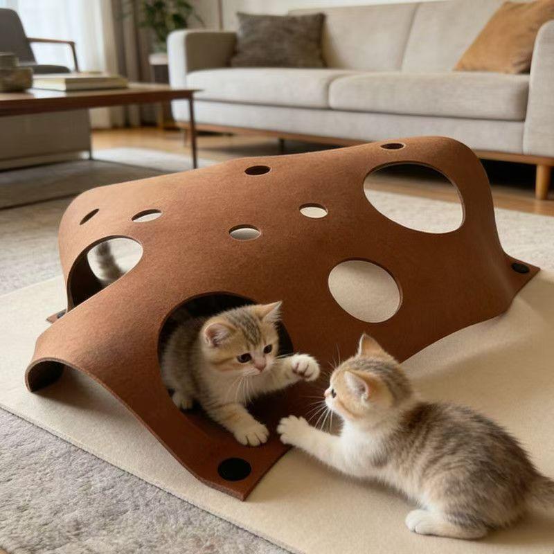 Cat Tunnel Toy Interactive Maze Play Mat Hide And Seek Carpet For Indoor C Kittens Exercise Training Stress Relief
