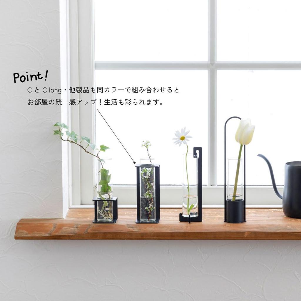 [Made In Tsubame-Sanjo] TETSUNAGI C & C Long Flower Vase Set, Single Flower Vase, Steel and Glass Test Tube, Mini, Made In Japan, Interior Decor,
