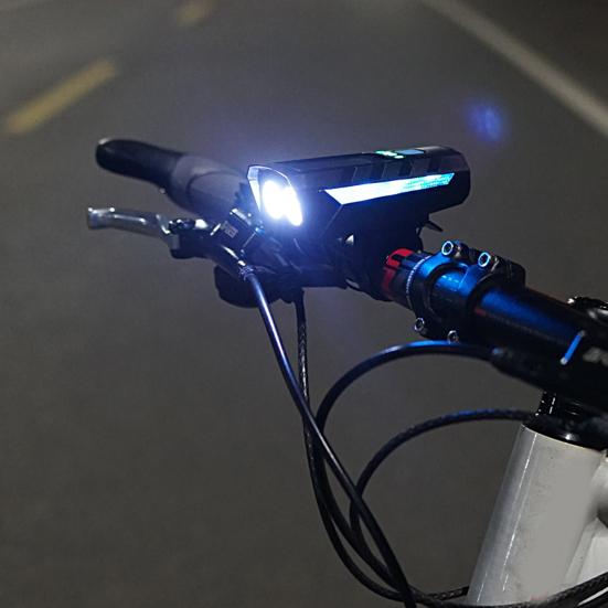 1 Set Bicycle Double Light Waterproof Loud Speakers High Brightness 3 Modes Light Illumination Dual Light Solar Charging Strong Light for Outdoor