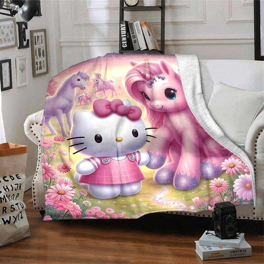 1 Stück Hello Kitty Einhorn Decke Leichte Flanell Überwurfdecke für Sofa Bett Reise Camping Wohnzimmer Büro Couch Stuhl