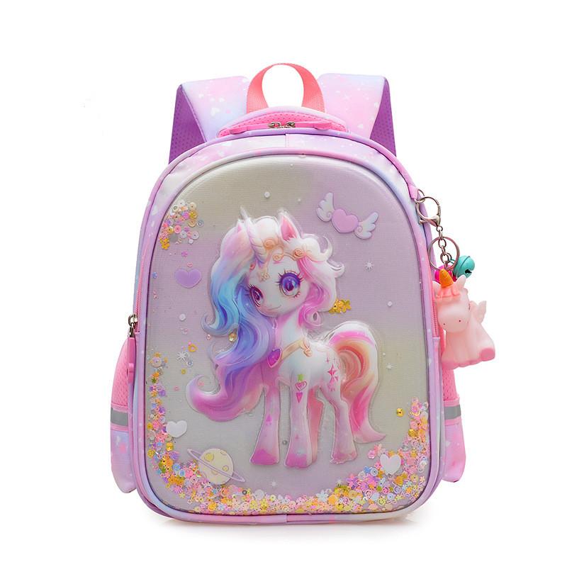 Elsa Einhorn 3D Kinder Schulrucksack Mit Luftpolster-Trägern Für Erstklässler