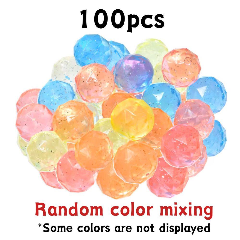 10/15/50/100pcs 25mm Rubber Bouncing Pet Toy Ball High Elasticity Mixing Colors Sparkling Birthday Party Game Prizes YMY