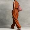 Sleeveless Neck Wide Leg Jumpsuit with Adjustable Waist Tie and Pleated Detailing for Women Casual Style