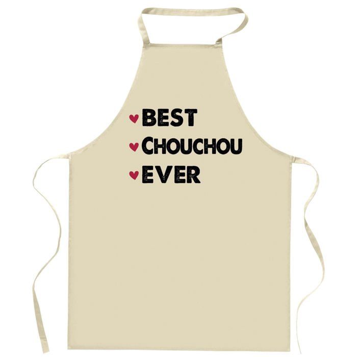 Tablier de cuisine - CHOUCHOU Best Ever - Impression France - Coton résistant - Motif humour