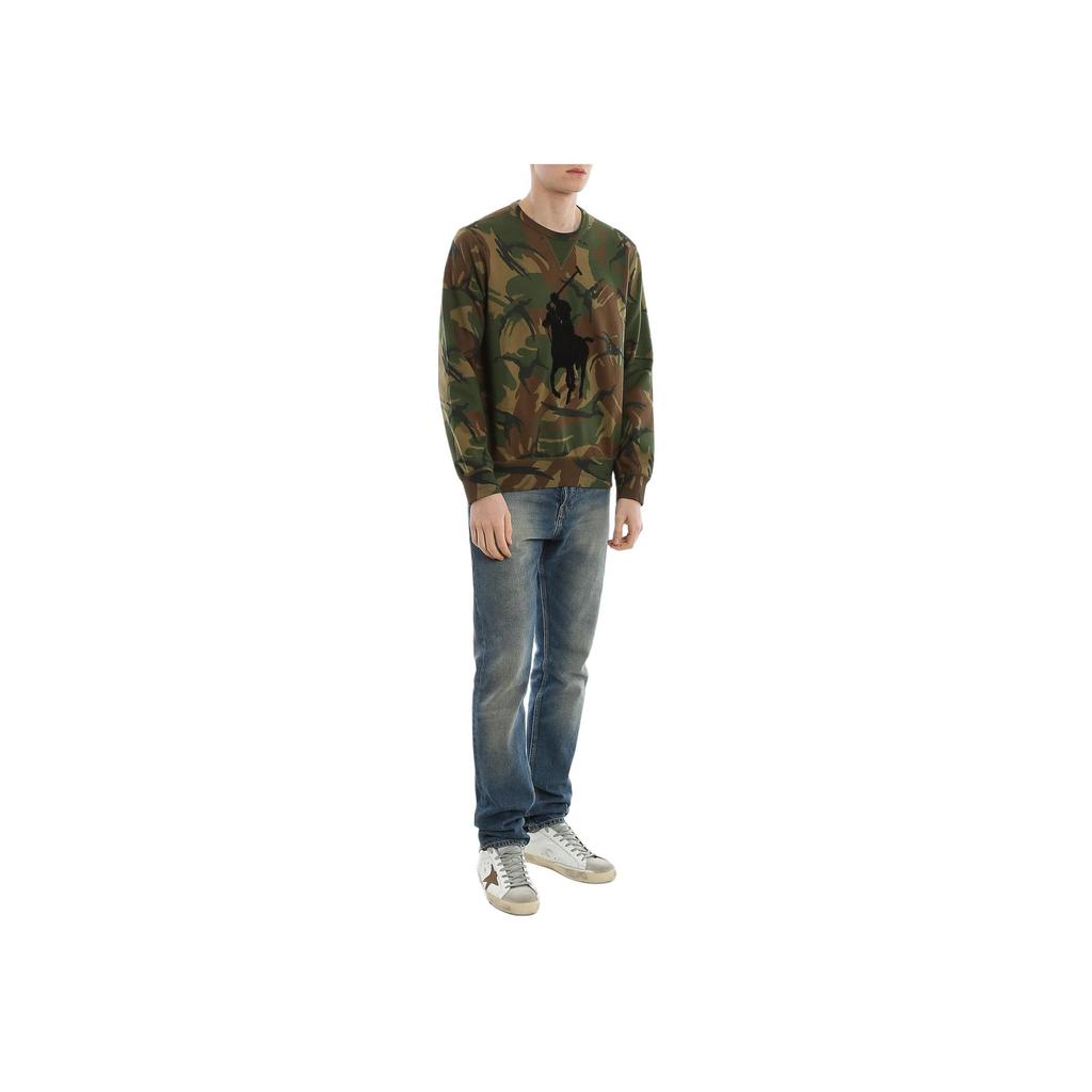 Polo Ralph Lauren Großes Pferde-Logo Applikation Rundhals Langarm Camouflage Sweatshirt Herren Sweatshirt 710795602-001