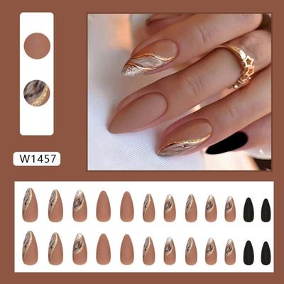Wearable Manicure False Nail Full Cover Press On Nails Detachable Almond Fake Nails  Girl