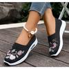 Fashion Autumn Women's Embroidered Sneakers Fashion Breathable Lightweight Non-Slip Wear-Resistant Casual Sports Shoes Soft Flat Loafer