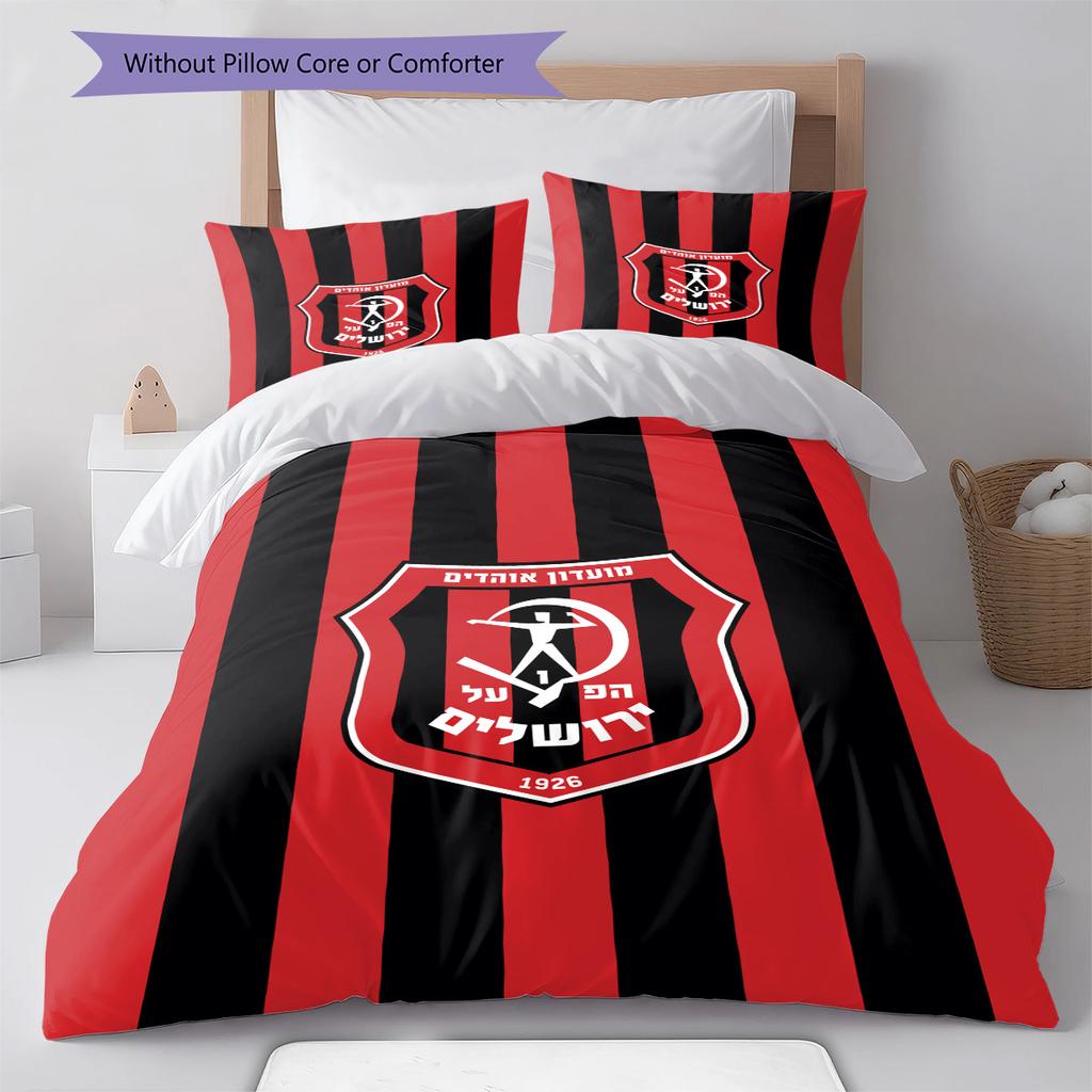 Hapoel Jerusalem Pattern Bedding Set Quilt Cover Pillowcase Home Decor Gift (1 * duvet cover + 2 * pillowcase, without core)