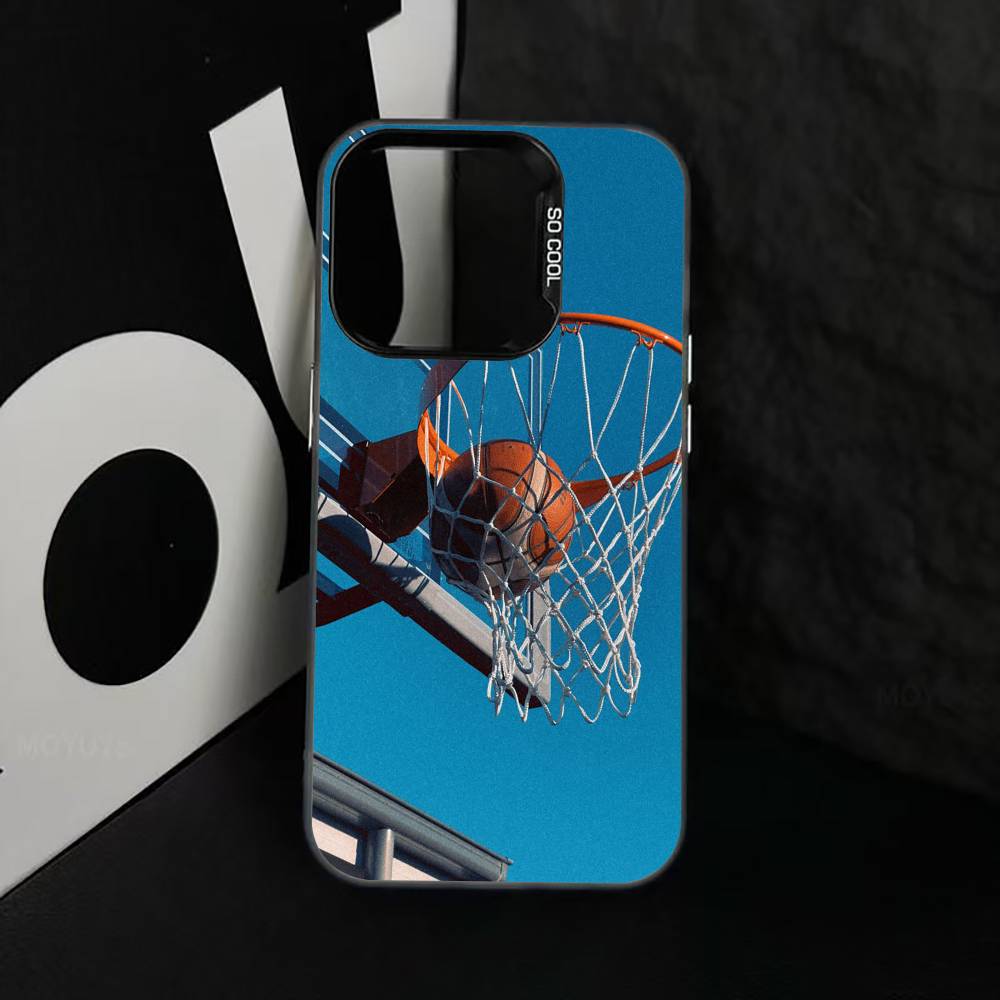B-Basketball Phone Case For iPhone 17,16,15,14,13,12,11 Plus,Pro Max,XS,Colorful Silver Phone Case Funda Cover