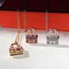 925 Sterling Silver Kang Kang Bag Necklace with Full Diamond Plated 18k Pendant - Light Luxury Clavicle Chain for Women
