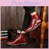 Retro Lace Mens Up Carved Ankle Boots Casual Print Bullock Wing Tip Shoes Comfy