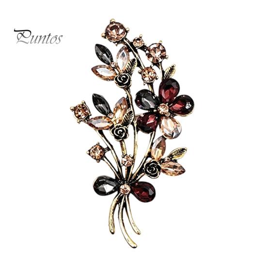 Daily Wear Brooch Vintage Flower Pin, Floral Wreath Lapel Pin with Colorful Jewelry Rhinestones, Accessory for Clothing Dress Coat Bags Scarves Shirts