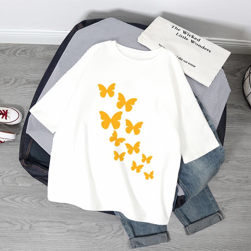 Übergroße T-Shirts Damen Schmetterlingsdruck T-Shirt Sommer Kurzarmshirt Harajuku Mode Grafik-Tops Damen T-Shirt Kleidung