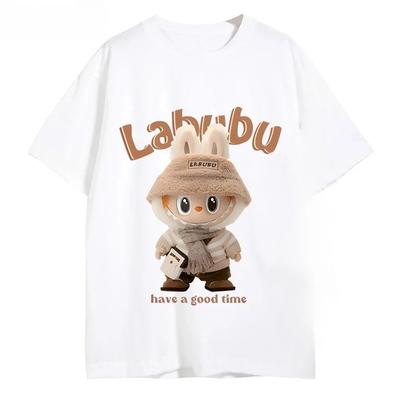 Yazlık Sevimli Kawaii Çizgi Film Baskılı Pamuklu Kız Tişört Moda Bebek Üst Tişört Harajuku Kısa Kollu Çocuk Kıyafetleri Y2K Çocuk Tişörtü