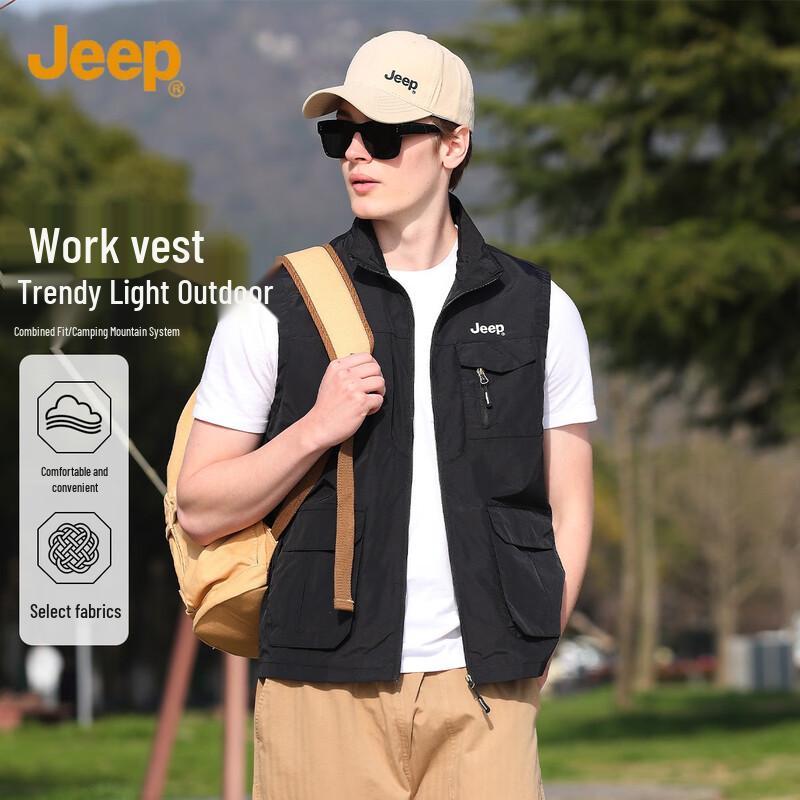 JEEP Men s Summer Stand-Collar Multi-Pocket Vest 5XL