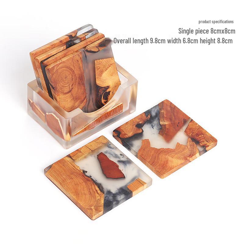 

Solid Wood & Resin Heat-Insulating Coaster Set