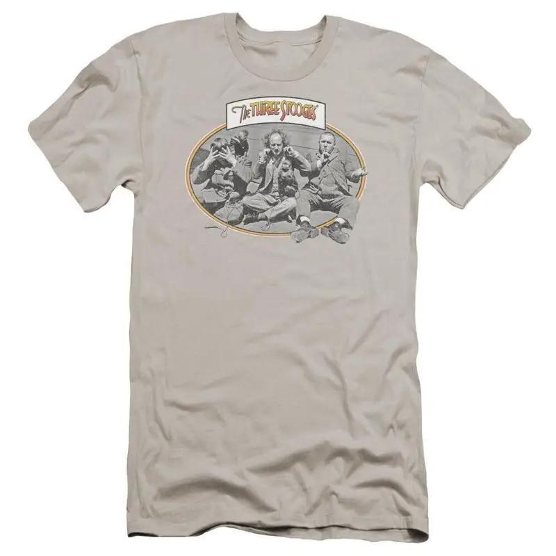 Three Stooges Premium Canvas T Shirt Monkey See Do Silver