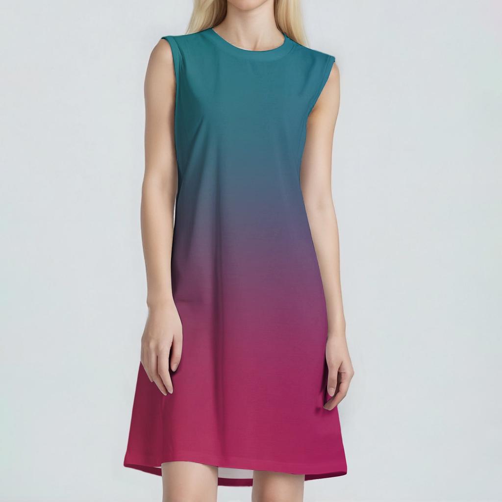 Damenmode Lässig Print Rundhals Ärmellos Kurzes Kleid