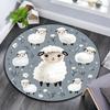 Cute Sheep Round Area Rug,Carpet Rug for Living Room Bedroom Sofa Playroom Decor,Non-slip Floor Mat