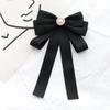 Pearl Black Ribbon Pin Beads Ribbon Badge Brooch Sweet Black Bow Necktie  Parties