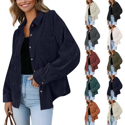 Casaco feminino casual cor sólida lapela botão solto plus size