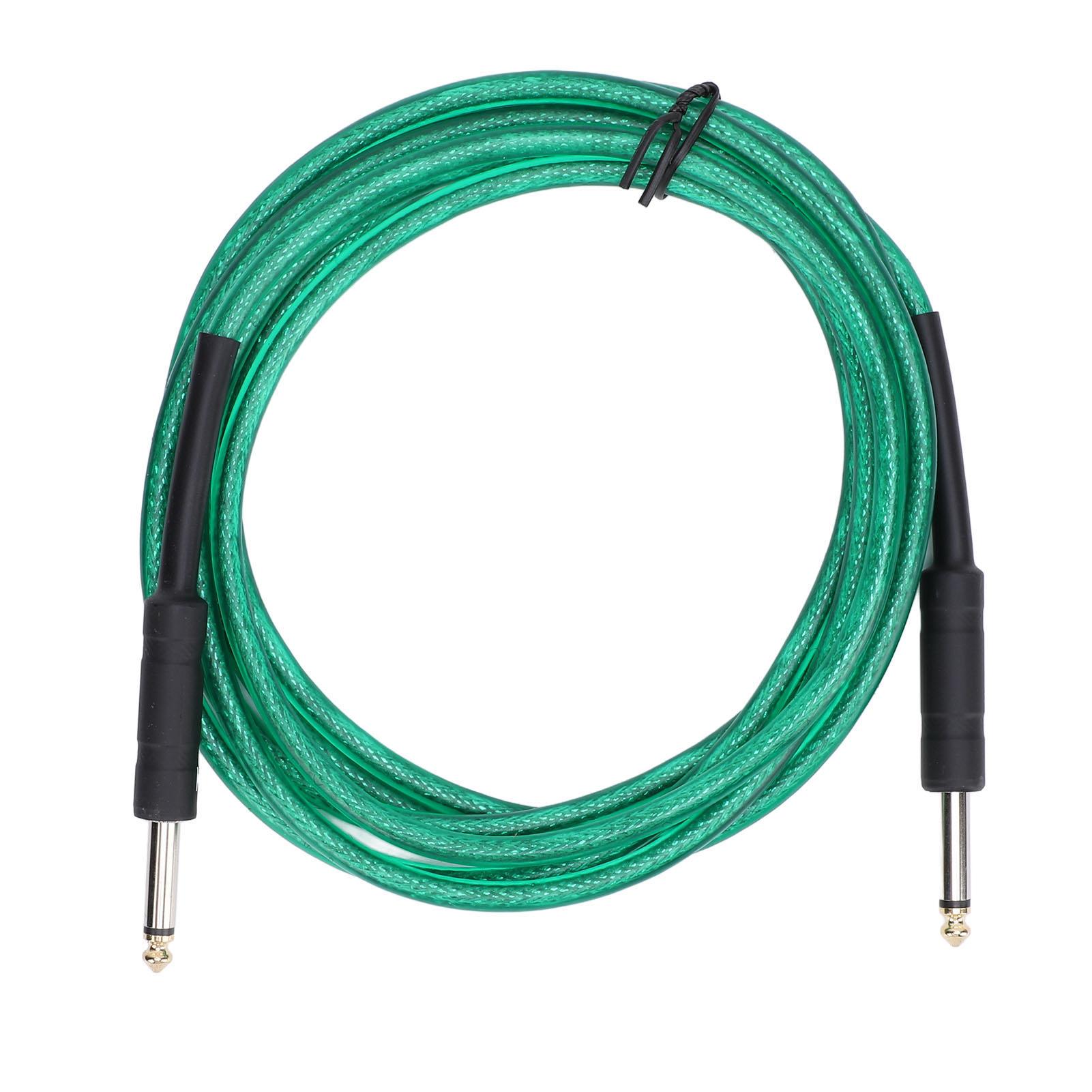 

Гитарный кабель 6,35 мм ПВХ пластиковый гибкий прямой головка шумоподавляющий электрический басовый шнур Green 3 m / 9.8ft
