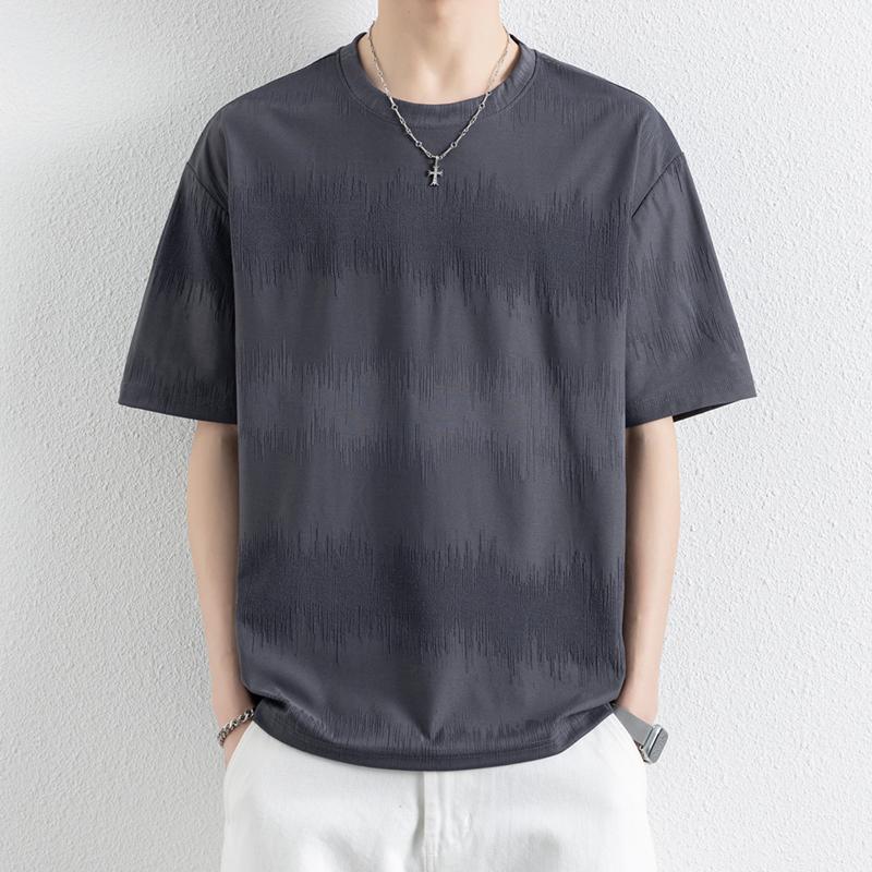 Large Size High-end Simple Short-sleeved T-shirt Men's Loose Solid Color T-shirt