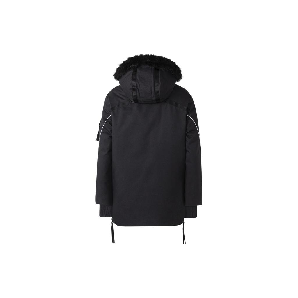 adidas Terrex FW22 Solide Kapuzen-Daunenjacke mit Pelzkragen Reißverschluss Gesticktes Logo Unisex Jacken Schwarz HM9698