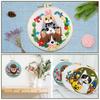 4pcs Cotton Linen Animal Styling Embroidery  Fabric  Kit Diy Material Package 20cm Bamboo Embroidery
