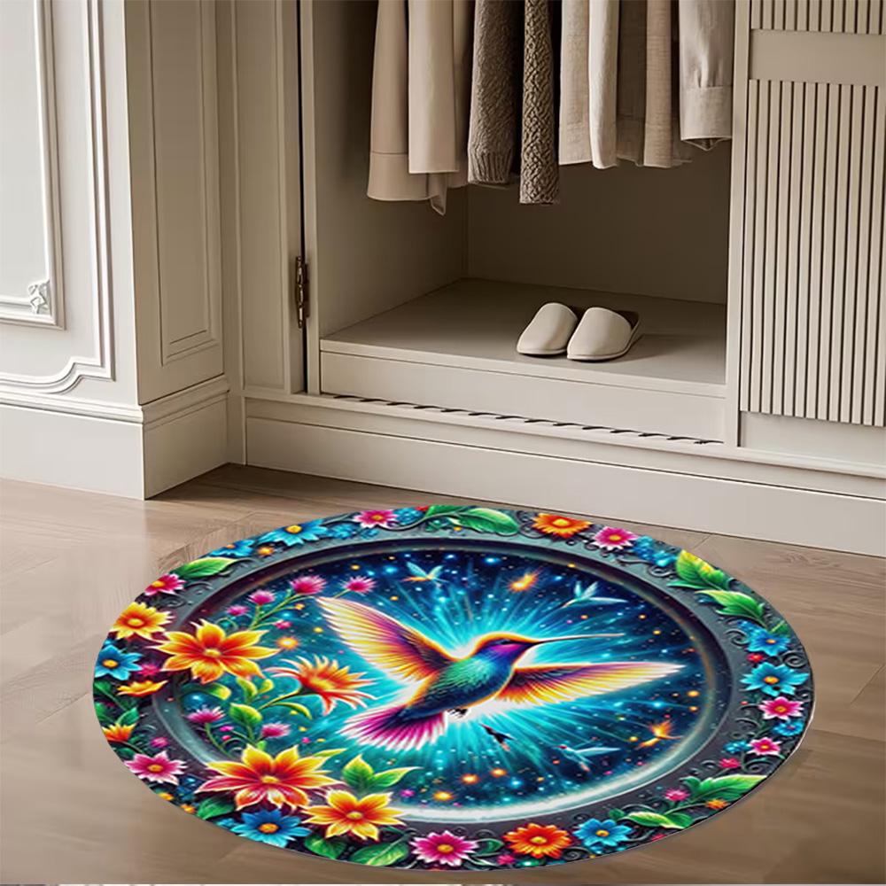 1pc home carpet design for office decor gift living room bedroom non slip colorful hummingbird flowers rug
