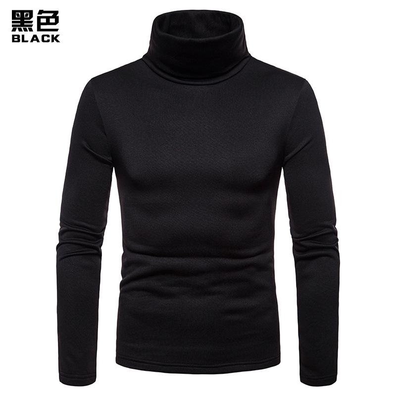 Men S Plus Size Fitted High Neck Long Sleeve Solid Color T Shirt