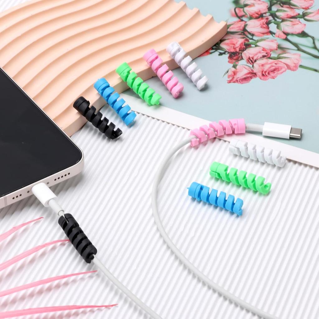 10-piece set of Type-C data cable protective cover spiral multi-function data cable anti-break identification cover multi-color