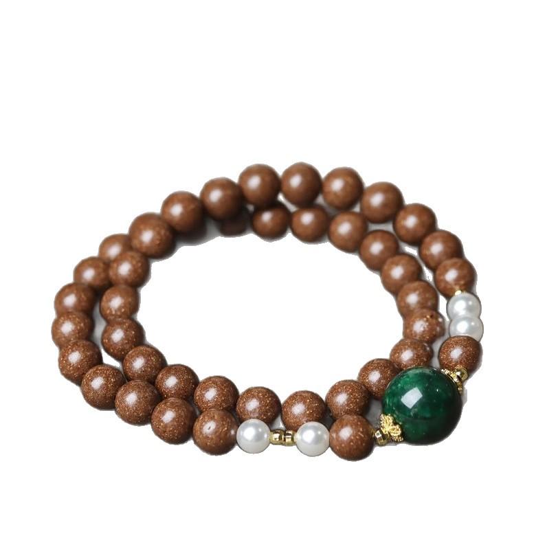 Goose Pear Sleep Aid: Double-Circle 0.8cm Incense Bead Hand-Woven Bracelet