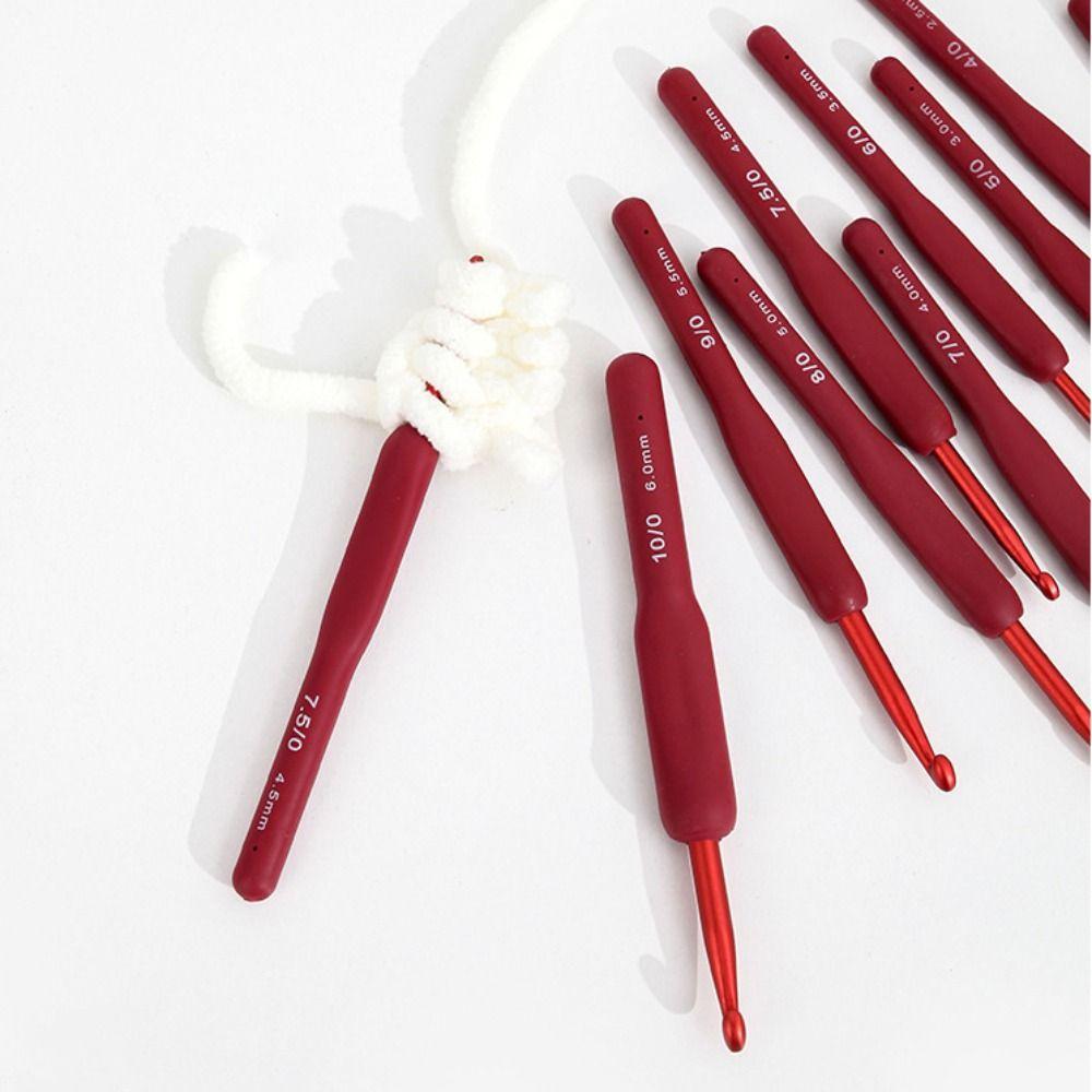 2mm-6mm Red Soft Rubber Grip Cushioned Handles Crochet Needles Knitting Needles Mom's Gift
