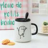 Simple Cartoon Ceramic Mugs Creative Personality Couple Mug Coffee Mug Men's Women's Milk Mugs Home Water Cup Drinkware