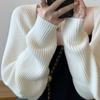 Casual Versatile Temperament Knitted Cardigan Women's Autumn Sweater with Small Suspenders, Shawl Blouse Short Jacket Top