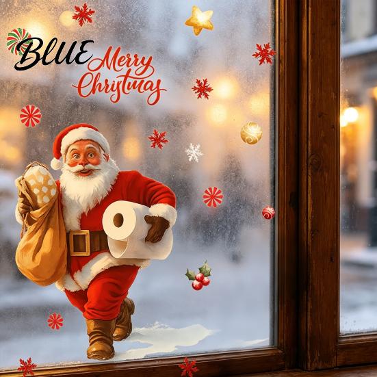 Peel And Stick Christmas Wall Decals Funny Santa Toilet Seat Decal Waterproof PVC Bathroom Lid Decoration Stickers Decorative Supplies for