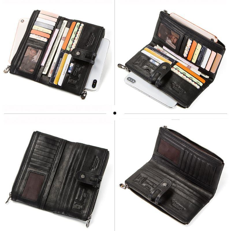 Portofele lungi de lux din piele naturală pentru femeie vintage din piele naturală pentru femeie cu fermoar cu fermoar portmoneu Suport carduri pochette geantă de bani pentru cadou de ziua femeii