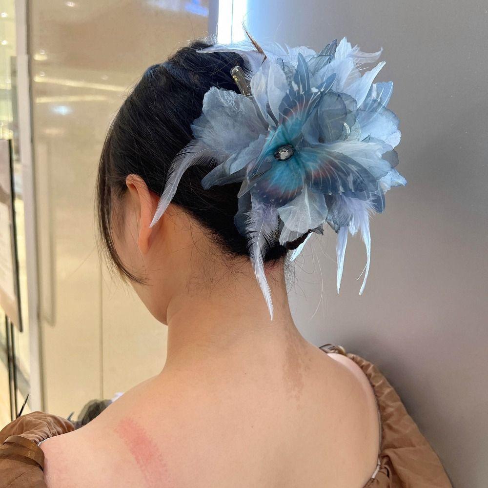 Tassel Grasping Clip Flower Shark Clip Elegant Hair Claw  Girl