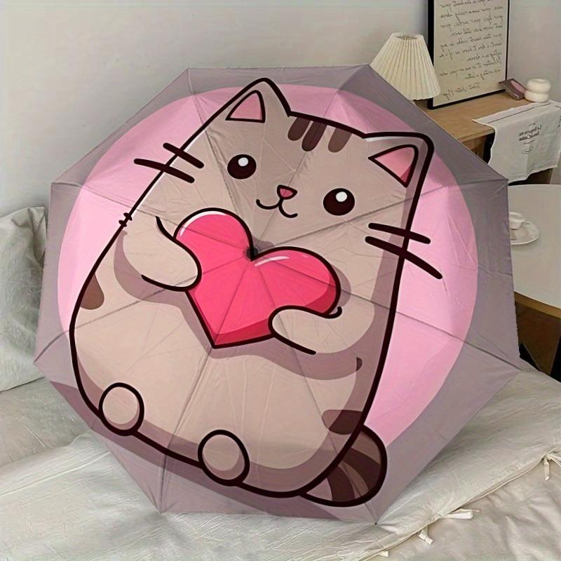 1pc cat love Themed Umbrella for Men & Women, Valentine's Day Christmas Decorative Umbrell018