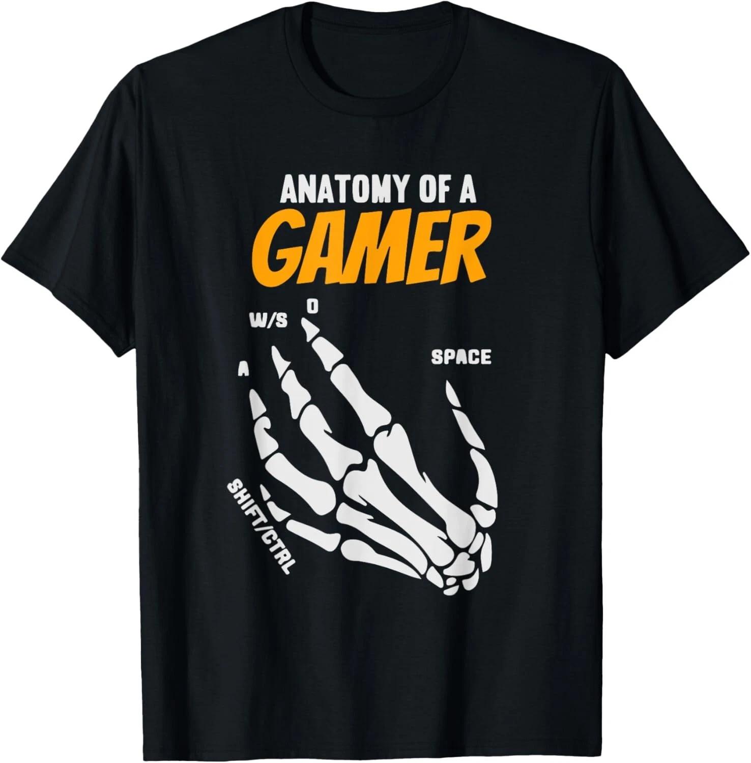Anatomy Of A Gamer Skeleton Hand Funny Gaming for Men Boys Gift Unisex T-Shirt L