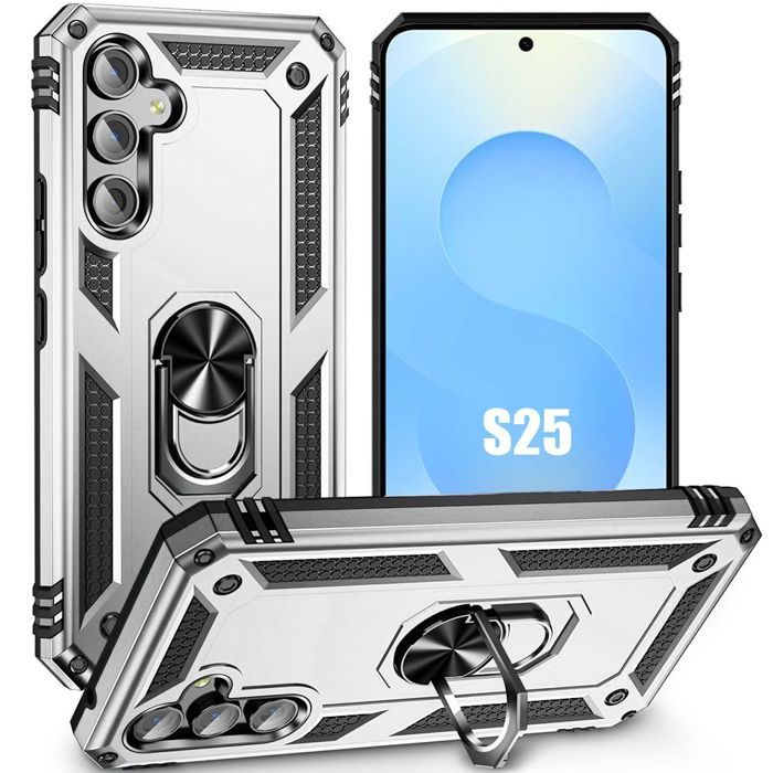 Coque de protection - BOOLING - Samsung Galaxy S25 - Bordure Renforcée - Argenté - Antichoc