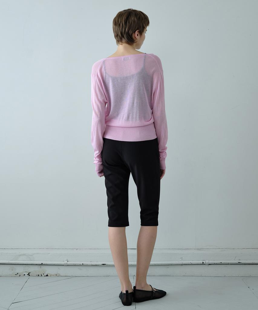 Simeteuligpeosenteu Deep V-Neck Sheer Knit Top / Pink