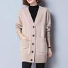 Women's Mid-Length Knitted Cardigan - Stylish Plus Size Loose Sweater for Autumn/Winter