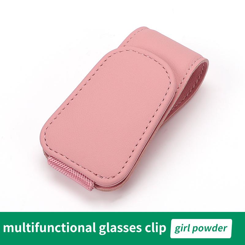 Leather Car Sun Visor Sunglasses & Card Holder with Coin Clip
