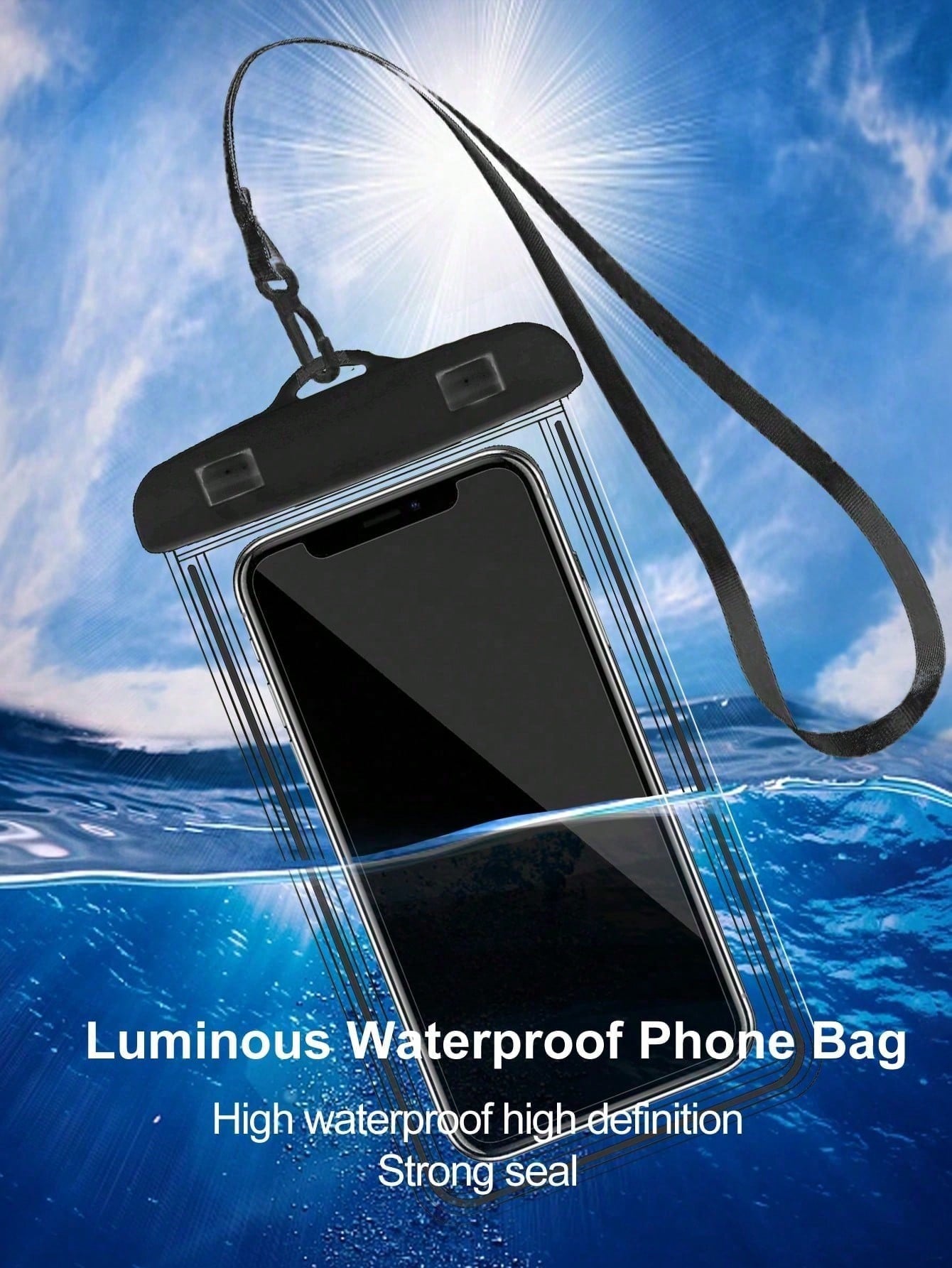 

Large Floating Waterproof Phone Bag, All Phones, Suitable For Surfing, Pipeline Travel, Beach, Boating, Fishing, Swimming, Kayaking, Snorkeling чёрный