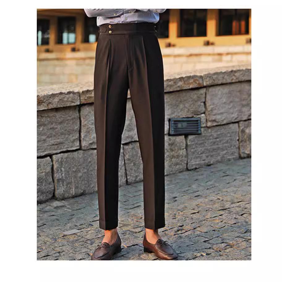 2026 Italian Slim-Fit Men's Business Casual High-Waisted Dress Pants for Autumn and Spring