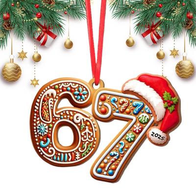 67 Ornaments Funny 2D Acrylic Christmas Ornaments Xmas Tree Hanging Pendent Ornament Decor Keyring Christmas Decoration