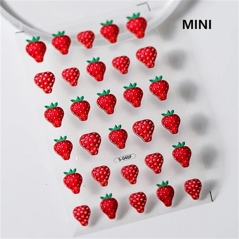 1 piece5D Cute Fruit Jelly Nail Stickers Red and Green Apple High Quality Nail Stickers New Embossed Nail Art Decoration Sticker